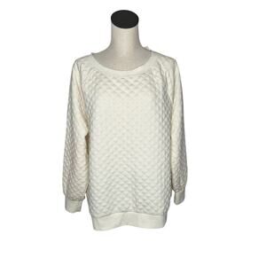 Loft Ivory quilted knit long sleeve sweater Size XXL NWT